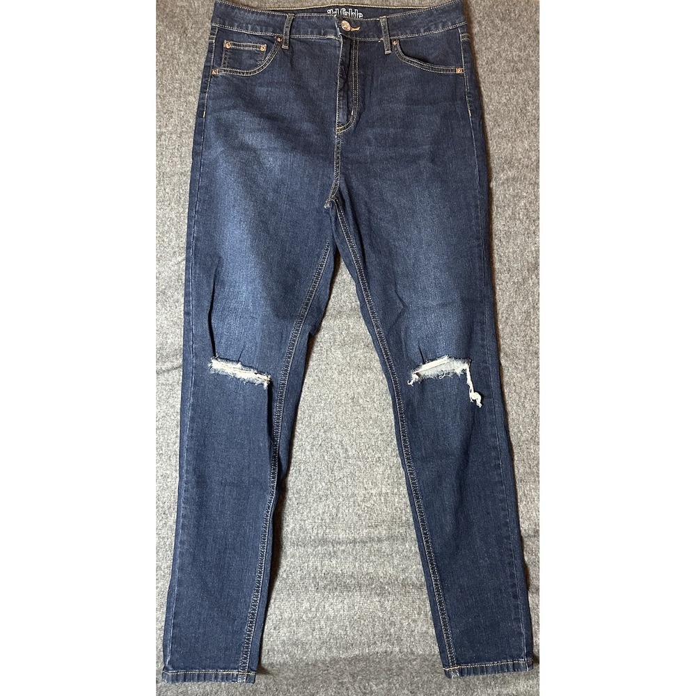 Wild Fable Jeans Womens 12 Blue Dark Denim Distressed Punk Bikercore Grunge Y2K